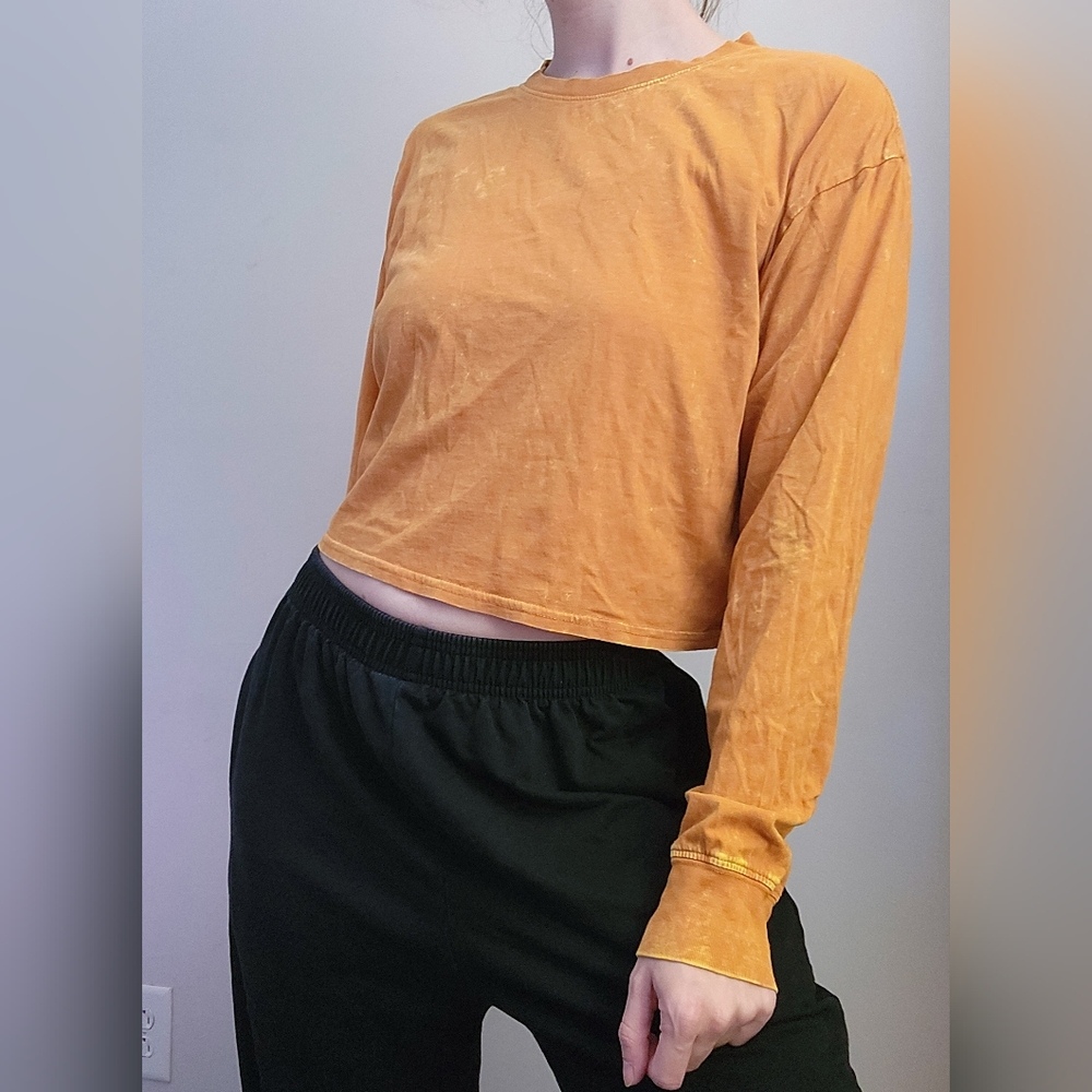Long Sleeve Crop Top T Shirt Size S